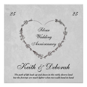 Póster Aniversário de Prata Personalizável