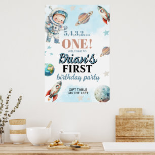 Poster Aniversário de Primeiro Ano de Astronauta no Espaç