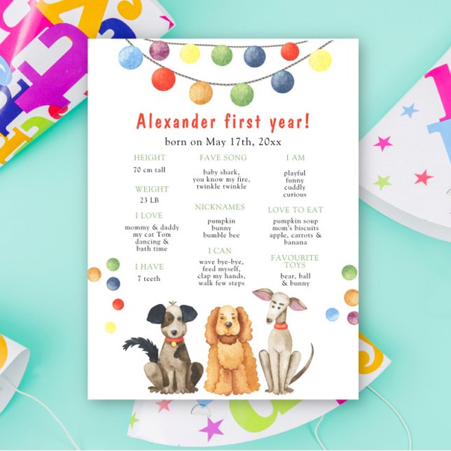 Poster Aniversário de Primeiro Ano do Cachorro (Criador carregado)