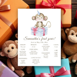 Poster Aniversário de um ano do pequeno macaco marco de a
