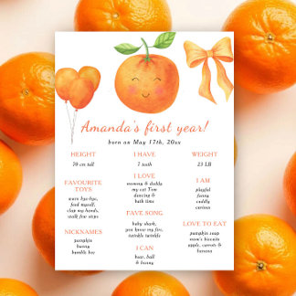 Poster Aniversário de um ano laranja e arco Primeiro marc