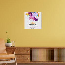 Poster Aniversário de Unicórnio e Arco-íris