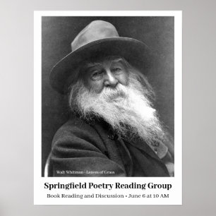 Poster Aniversário de Walt Whitman do evento da leitura