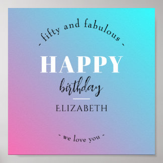 Poster Aniversário design minimalista em cores pastosas