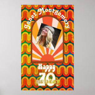 Poster Aniversário do 70 de Foto Personalizada Psicodélic