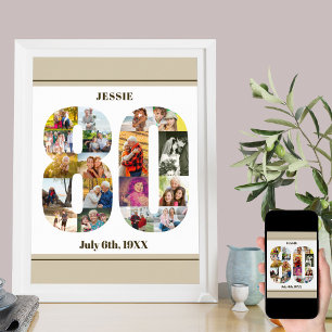 Poster Aniversário do 80 Personalizado Número 80 da Col