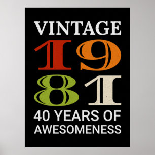 Poster Aniversário do aniversário de 40 anos de Vintage
