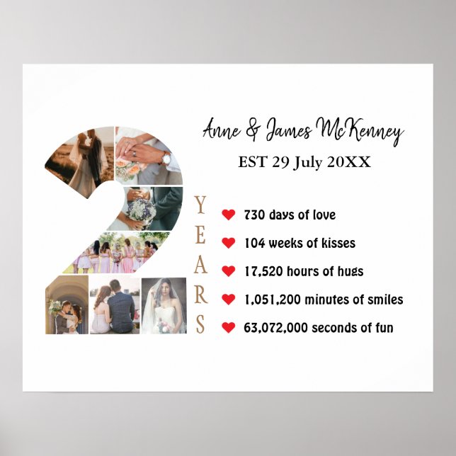 Poster Aniversário do Ano do segundo de Quadros de Número (Frente)