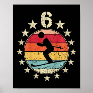 Poster Aniversário do Esqui Rapariga de 6 Anos Aniversári