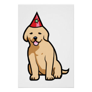Póster Aniversário do filhote de cachorro do golden