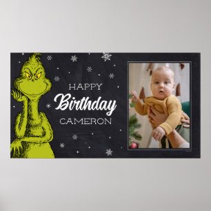 Poster Aniversário do Grinch no Quadro Negro