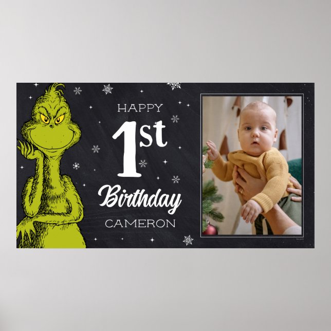 Poster Aniversário do Grinch no Quadro Negro (Frente)