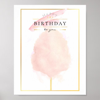 Poster Aniversário do na moda Watercolor Cotton Candy