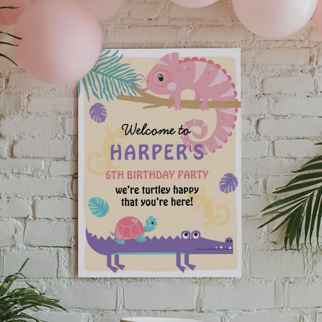 Poster Aniversário do Réptil da Rapariga do Scales and Ta (Criador carregado)