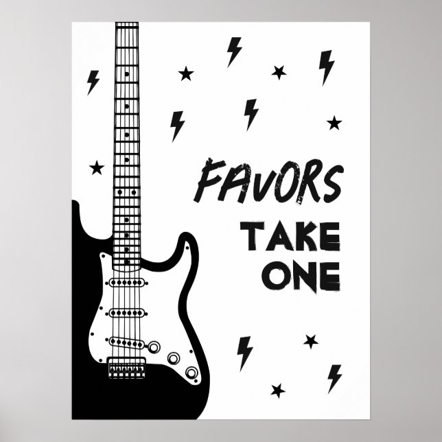 Poster Aniversário do Rock and Roll Guitar Favorece Sinal (Frente)