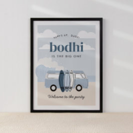 Poster Aniversário do Surf de praia dos grandes bebês