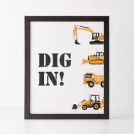 Poster Aniversário do Veículo de Construção - Porco na Co