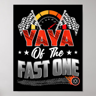 Poster Aniversário do Yaya do Carro de Corrida 1º Família