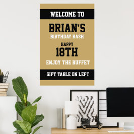 Poster Aniversário Dourado e Preto Plano