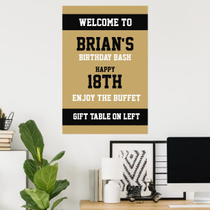 Poster Aniversário Dourado e Preto Plano