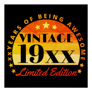 Póster Aniversário Edição Limitada Vintage Personalizado