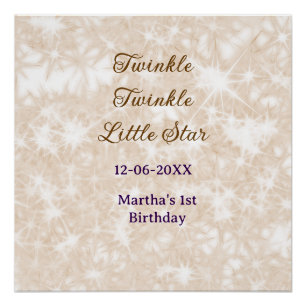 Póster Aniversário estrela brilhante brilho marrom