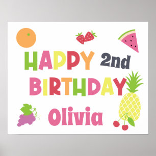 Poster Aniversário Feliz Colorido Tutti Frutti Qualquer I