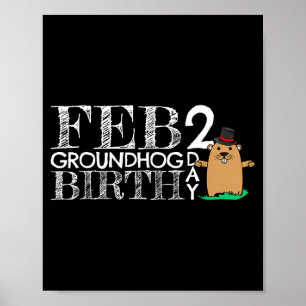 Poster Aniversário Fofo do Dia da Marmota de Punxsy Phil
