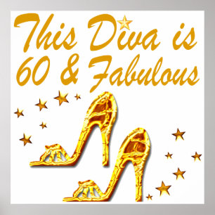 PÓSTER ANIVERSÁRIO GLAMOROSO DOURADO 60