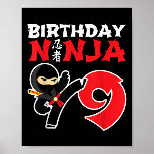 Poster Aniversário Ninja - Festa Ninja de 9 Anos - Aniver