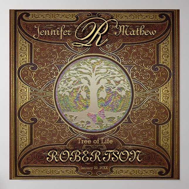 Póster Aniversário ou Árvore de Casamento da Vida (Frente)