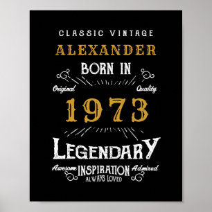 Poster Aniversário Personalizado 1973 Adicione Seu Nome L
