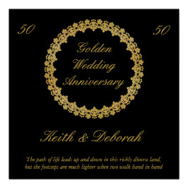 Póster Aniversário personalizável de casamento de Ouros