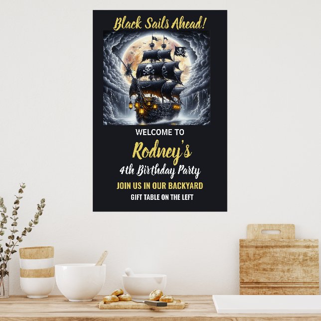 Poster Aniversário Pirata à Vista (Cozinha)