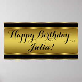Póster Aniversário Preto e Dourado