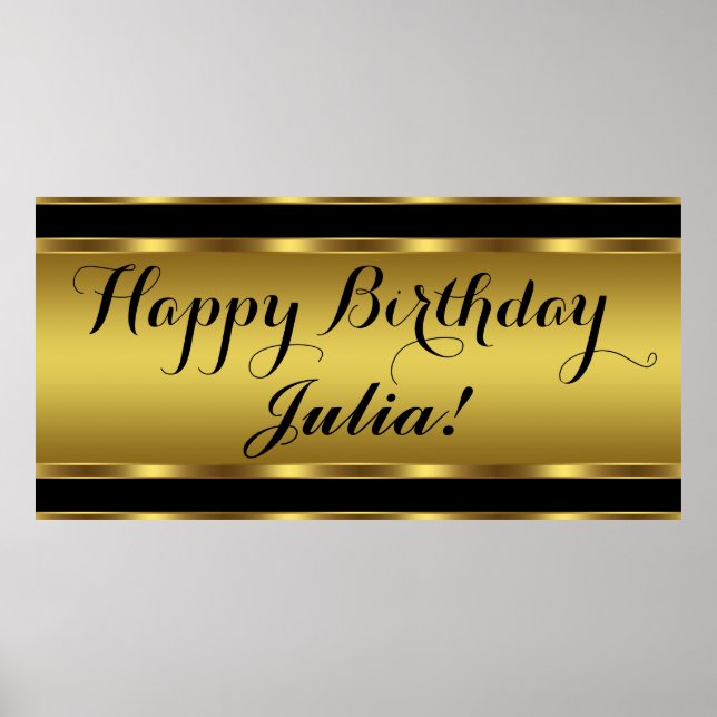 Póster Aniversário Preto e Dourado (Frente)