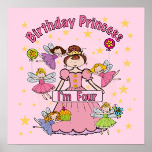 Póster Aniversário Princesa Sou Quatro T-shirts e present