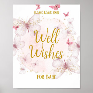 Poster Aniversário rosa e Dourado Bem Deseja Sinal de Mes