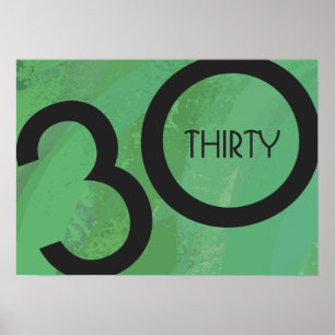 Póster Aniversário verde de 30 décadas