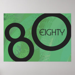 Póster Aniversário verde do 80 da década