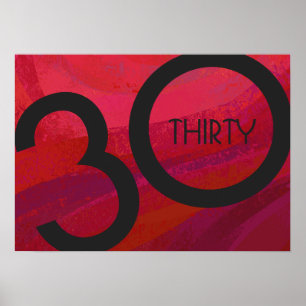 Poster Aniversário Vermelho de 30 Décadas