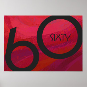 Póster Aniversário Vermelho de 60 Décadas