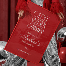 Poster Aniversário Vermelho Mais Velha Mais Sábia Mais Se