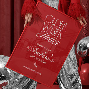 Poster Aniversário Vermelho Mais Velha Mais Sábia Mais Se