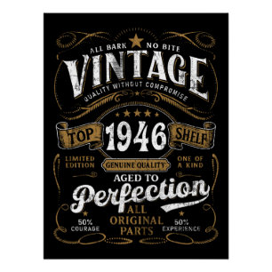 Póster Aniversário Vintage 1946 Envelhecido à Perfeição 8