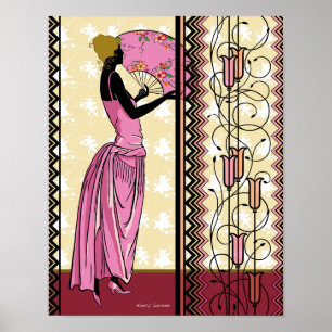 Poster Anjanette em rosa e Dourado