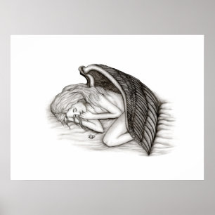 Poster Anjo adormecido, preto e branco