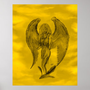 Poster Anjo, Arte Lápis em Marmor Design