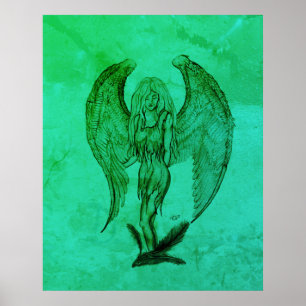 Poster Anjo, Arte Lápis em Marmor Design