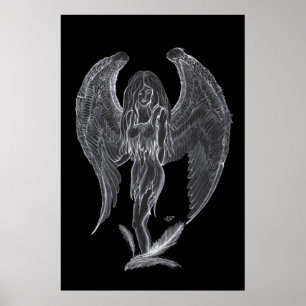 Póster Anjo Bleistiftzeichnung Black and desenhos whites